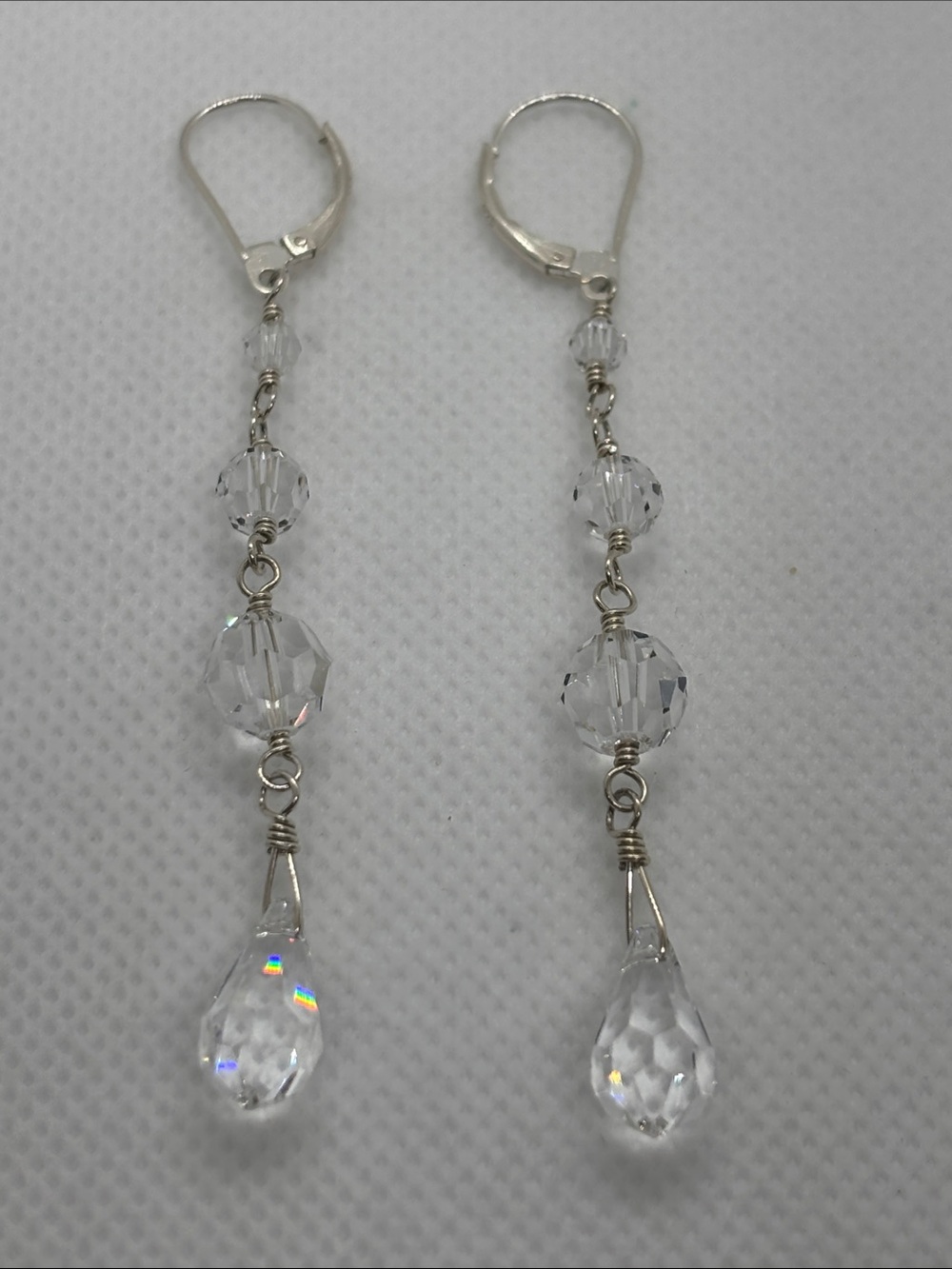 CRYSTAL DANGLE STERLING SILVER EARRINGS